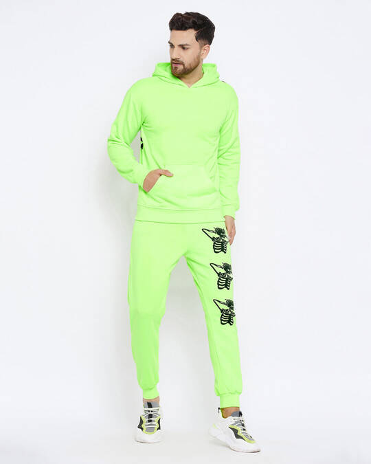 Shop Men's Neon Green Skeleton Print Oversized Fit Sweatshirt