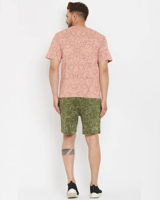 Shop Men's Rose & Olive Printed T Shirt & Shorts Set-Full