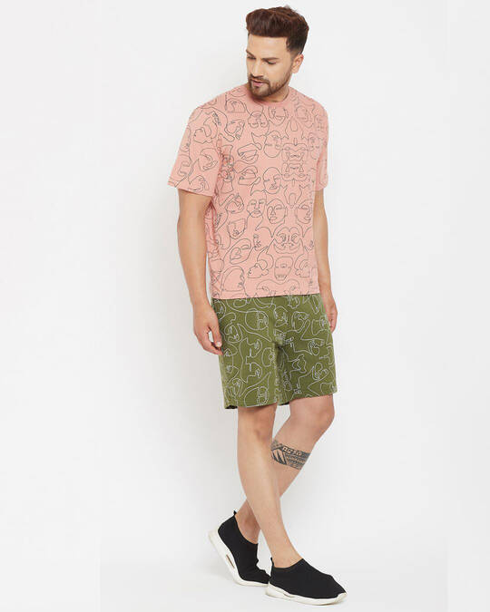 Shop Men's Rose & Olive Printed T Shirt & Shorts Set