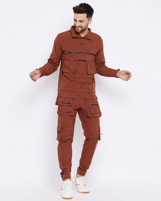 Buy Fugazee Men's Rust Relaxed Fit 