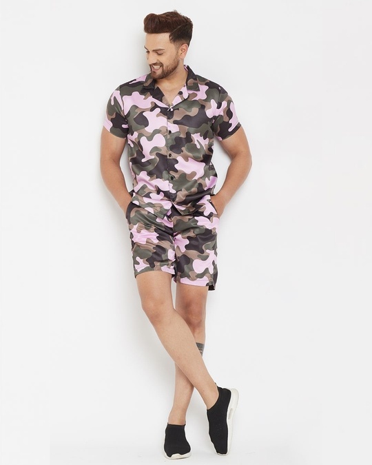 Shop Men's Multicolor Printed Slim Fit T Shirt & Shorts Set-Design