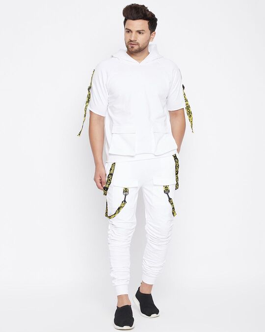 Shop Men's White Regular Fit Sweatshirt & Jogger Set-Front