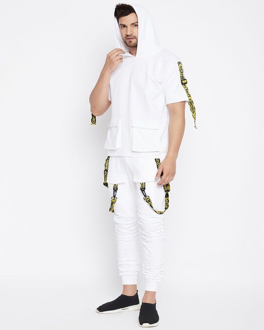 Shop Men's White Regular Fit Sweatshirt & Jogger Set-Full