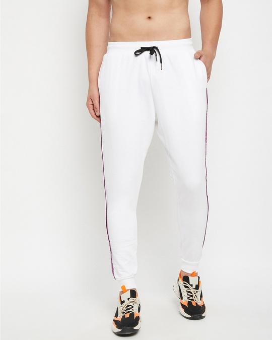 Shop White Oversized Paisely Taped Sweatpant-Front