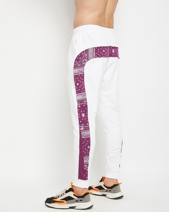 Shop White Oversized Paisely Taped Sweatpant