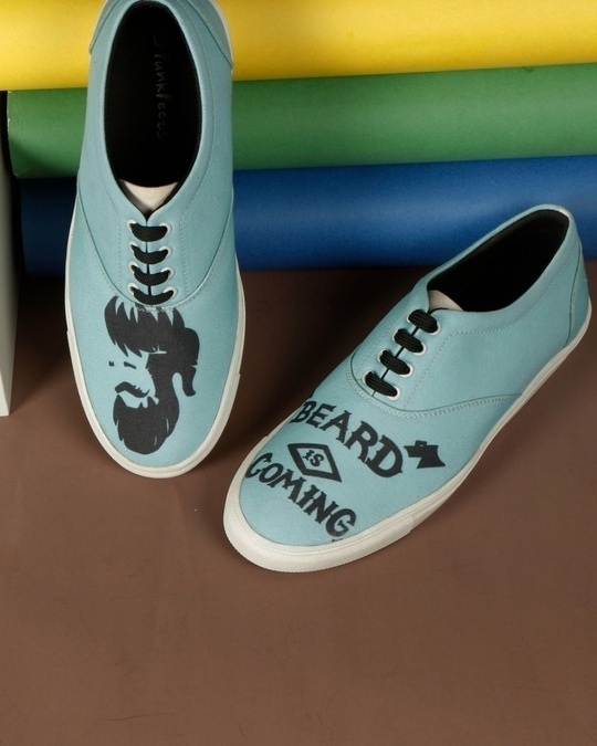 Shop Unisex Blue Beard Is Coming Print Sneakers-Front