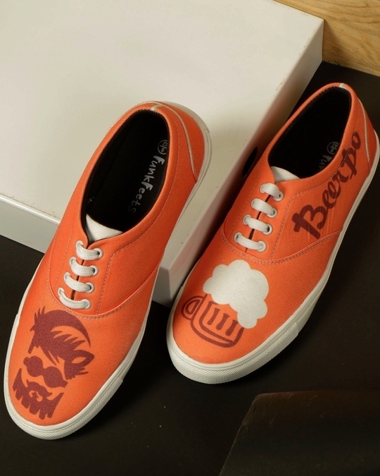Shop Unisex Orange Beer Do Print Sneakers-Front