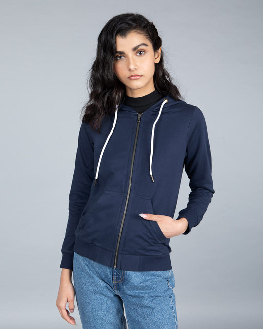 Buy Galaxy Blue Fleece Zipper Hoodies for Women blue Online at Bewakoof