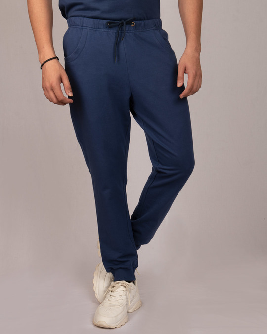 Shop Galaxy Blue Round Pocket Joggers Pants-Front