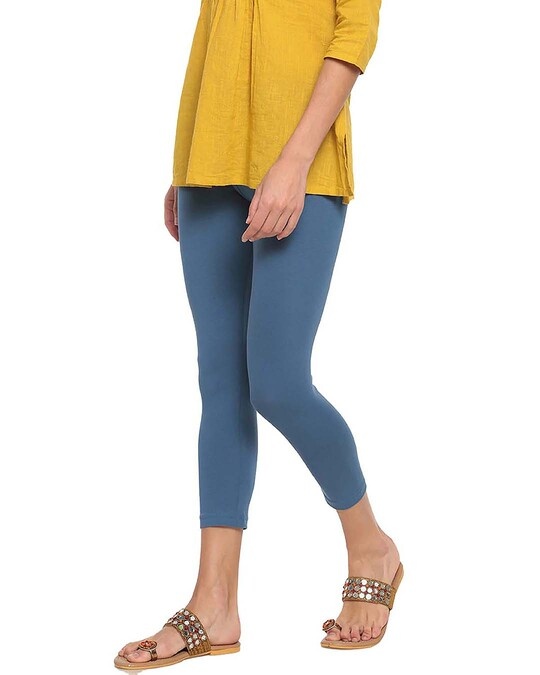 GO COLORS Cotton Solid, Elastane Ankle Length Legging (M, Light Ink Blue)  in Meerut at best price by Data Ram Agency - Justdial