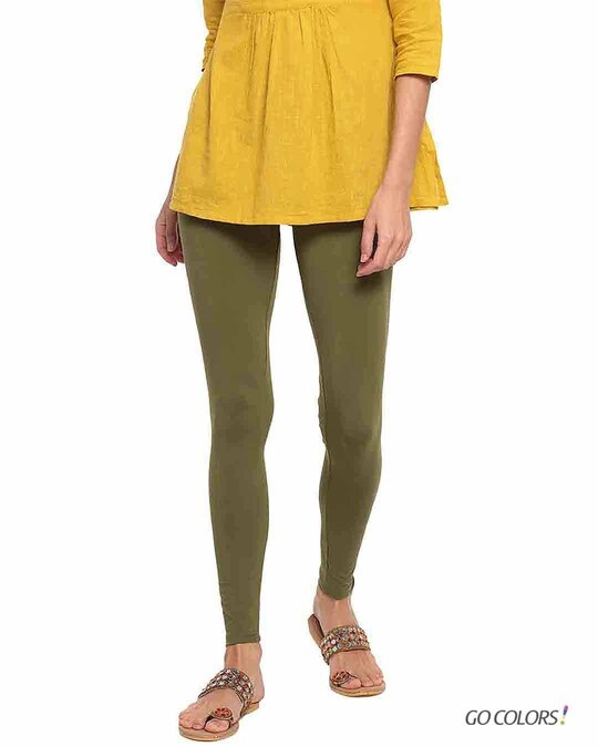 Buy Go Colors Women Solid Light Wheat Slim Fit Ankle Length Leggings - Tall  Online