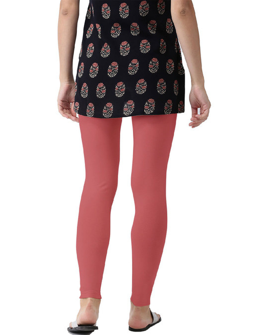 Buy Go Colors Women Solid Medium Coral Slim Fit Ankle Length Leggings -  Tall Online