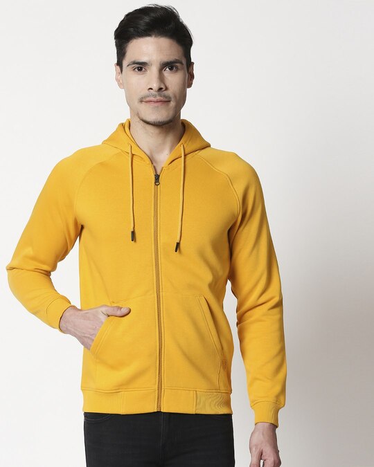 mens yellow zip up hoodie