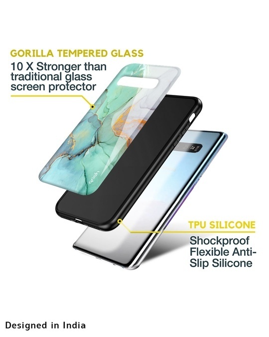 Shop Green Marble Printed Premium Glass Cover for Samsung Galaxy A13 (Shockproof, Light Weight)-Design