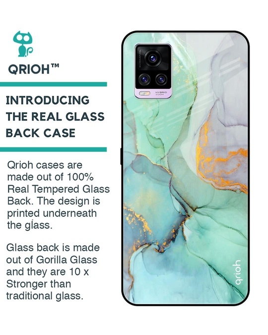 Shop Marble Printed Premium Glass Cover for Vivo V20 (Shock Proof, Lightweight)-Back