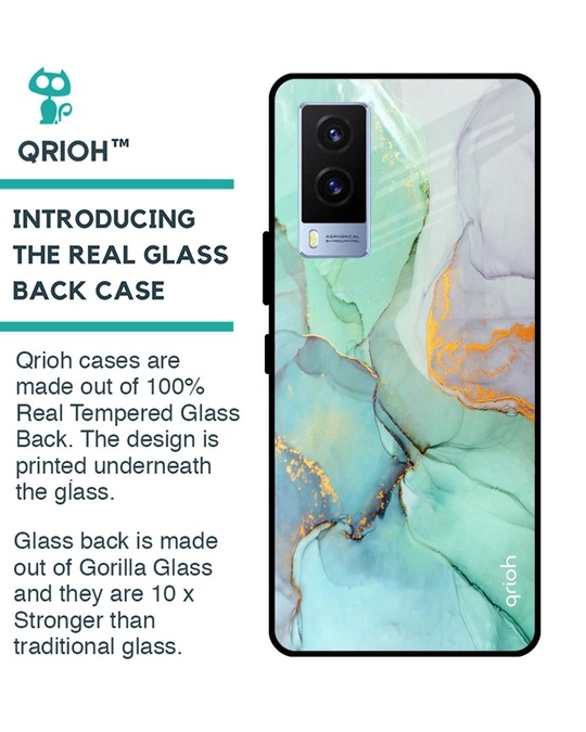 Shop Marble Printed Premium Glass Cover for Vivo V21e (Shock Proof, Lightweight)-Back