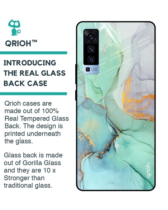 Shop Marble Printed Premium Glass Cover for Vivo X50 (Shock Proof, Lightweight)-Back