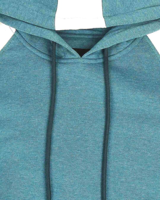 Shop Green Melange Contrast Sleeve Hoodie Sweatshirt