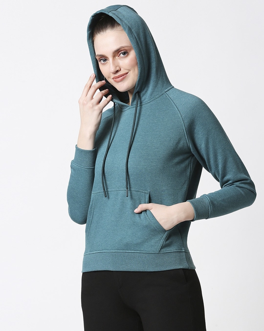 Shop Green Melange Hoodie Sweatshirt-Design