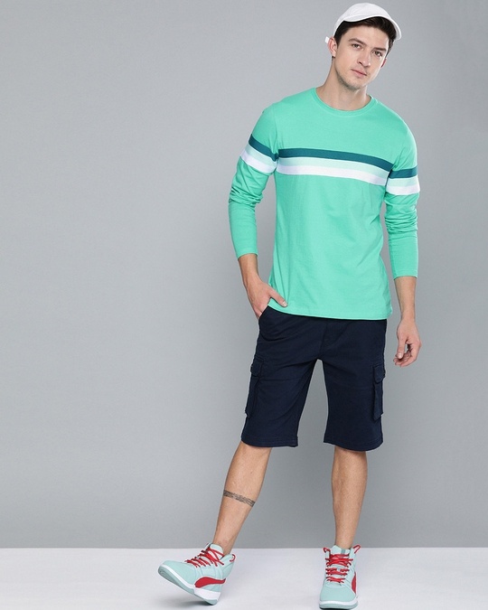 Shop Green Solid Full Sleeves T-Shirt
