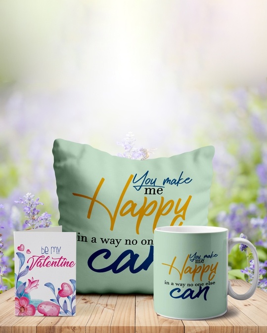 Shop Green You make me Happy Printed Valentine Gift Combo-Back