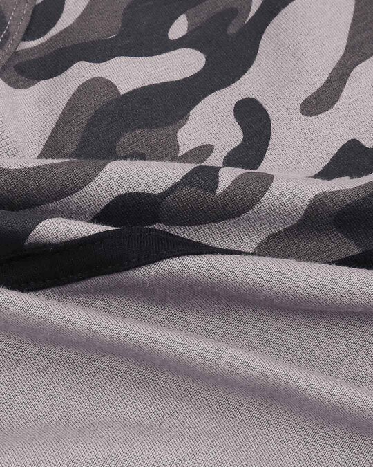 Shop Grey Camo - Frost Grey Full Sleeves Round Neck Colorblock Camo T-Shirt