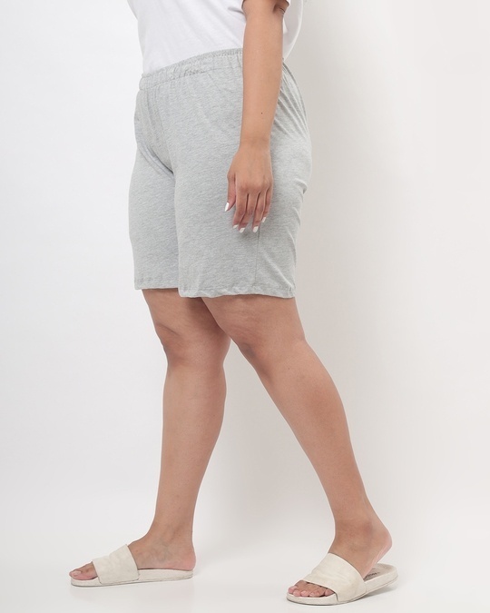 Shop Women's Grey Regular Fit Lounge Shorts-Back