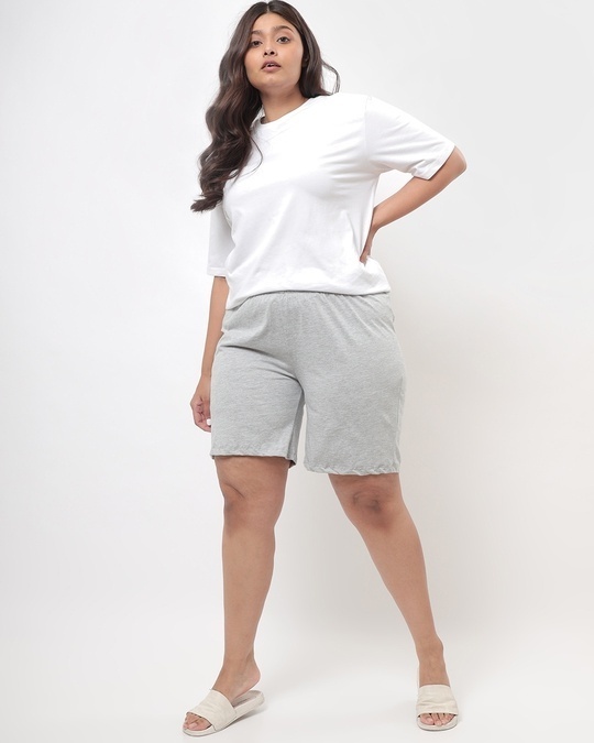 Shop Women's Grey Regular Fit Lounge Shorts-Full