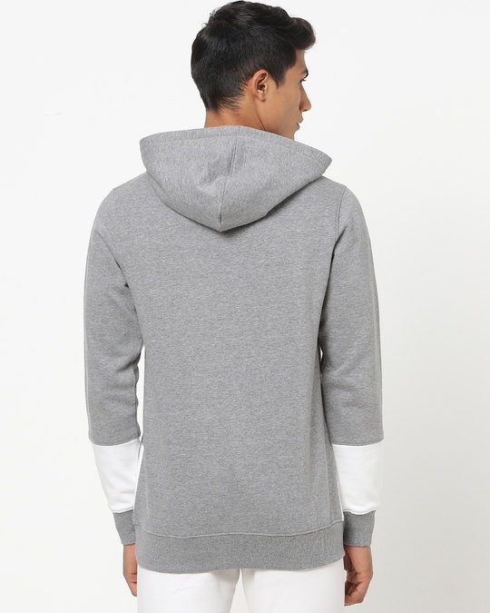 Shop Grey Melange Pocket Print Hoodie Sweatshirt-Design