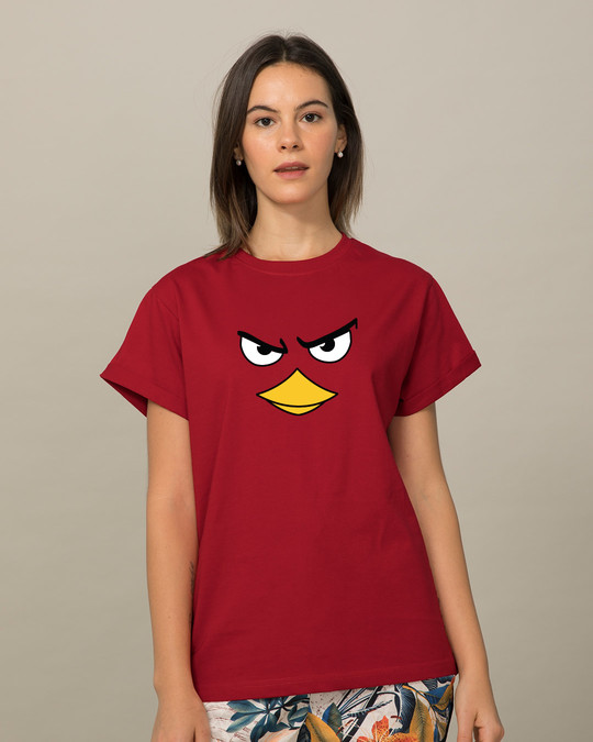 Shop Hangry Bird Boyfriend T-Shirt-Front