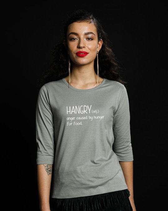 Shop Hangry Round Neck 3/4th Sleeve T-Shirt-Front