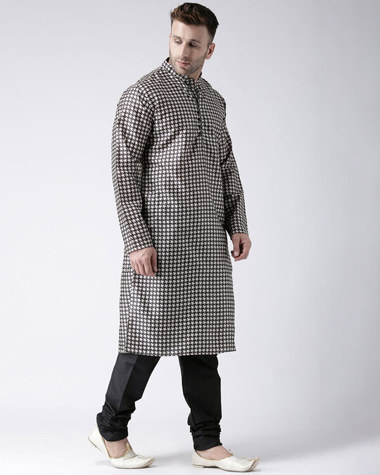 Shop Men's Black Checkered Kurta-Design