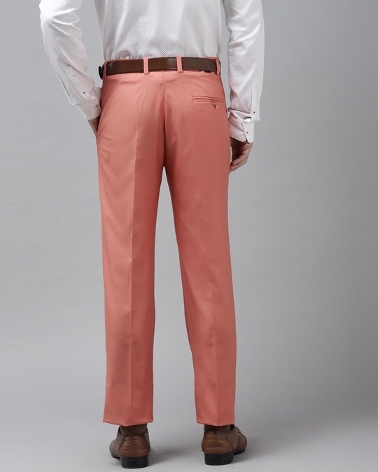 Shop Mens Peach Solid Casual Trouser-Design