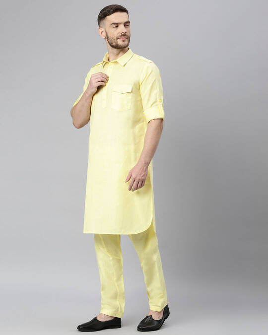 Shop Yellow Pathani Set-Design