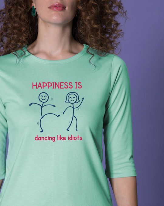 Shop Happiness Is Dancing Round Neck 3/4th Sleeve T-Shirt-Front