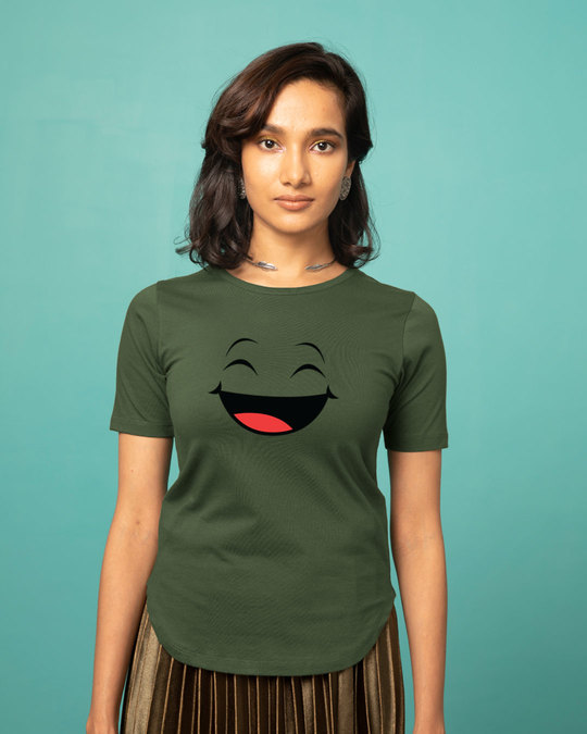 Buy Happy Shappy Green Printed Half Sleeve T-Shirt For Women Online ...