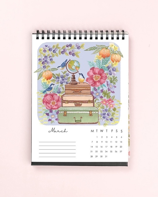 Shop White Botanical Story Desk 2022 Calendar-Back