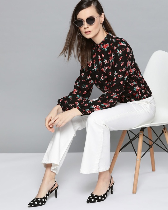 Shop Women's Round Neck Full Sleeve Floral Top