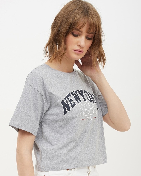 Shop Women's Round Neck Short Sleeves Printed T-shirt-Full