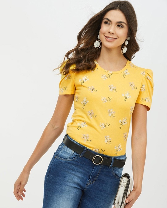 Shop Women Round Neck Short Sleeves Printed T Shirt
