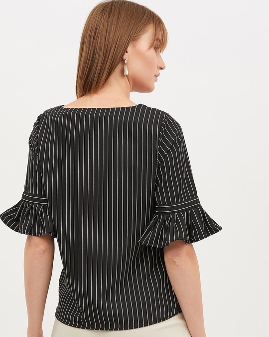 Shop Women's Round Neck Short Sleeves Striped Top