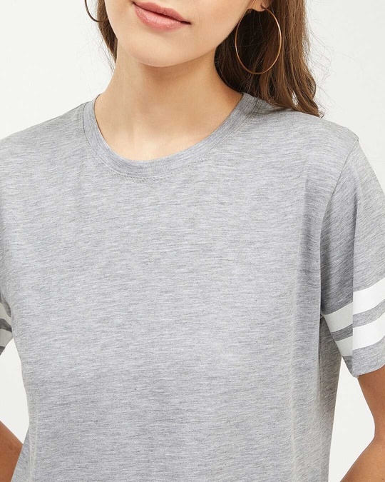 Shop Women Round Neck Three Quarter Sleeves Solid T Shirt