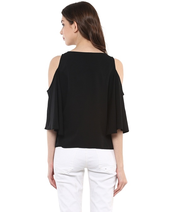 Shop Women's Round Neck Three Quarter Sleeves Solid Top-Back