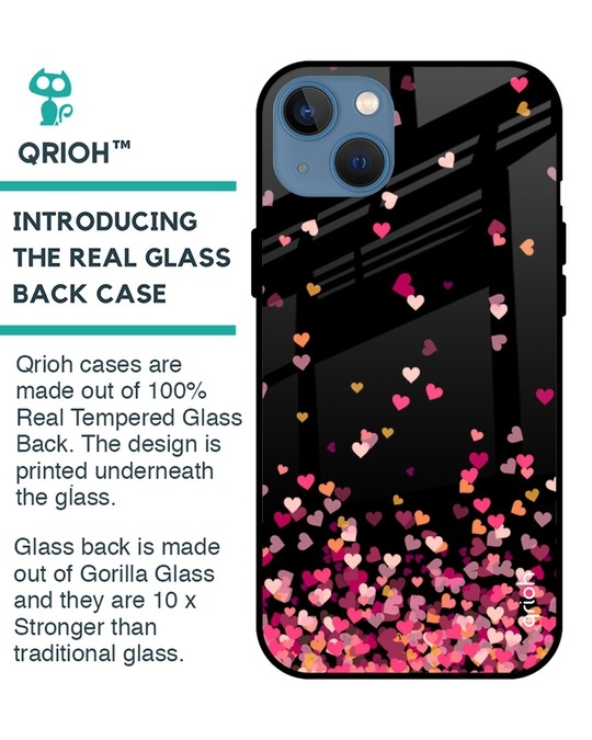 Shop Hearts Printed Silicon Glass Cover For iPhone mini 13 (Light Weight, Impact Resistant)-Design