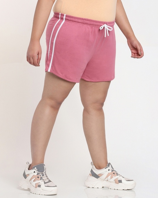 Shop Women's Heather Rose Plus Size Highwaist Contrast Shorts-Front