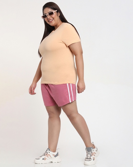 Shop Women's Heather Rose Plus Size Highwaist Contrast Shorts-Design