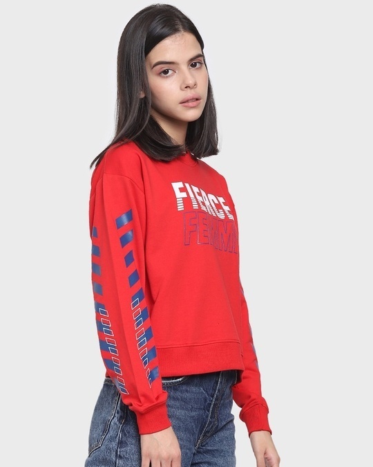 Shop Women's Red Printed Sweatshirt-Back