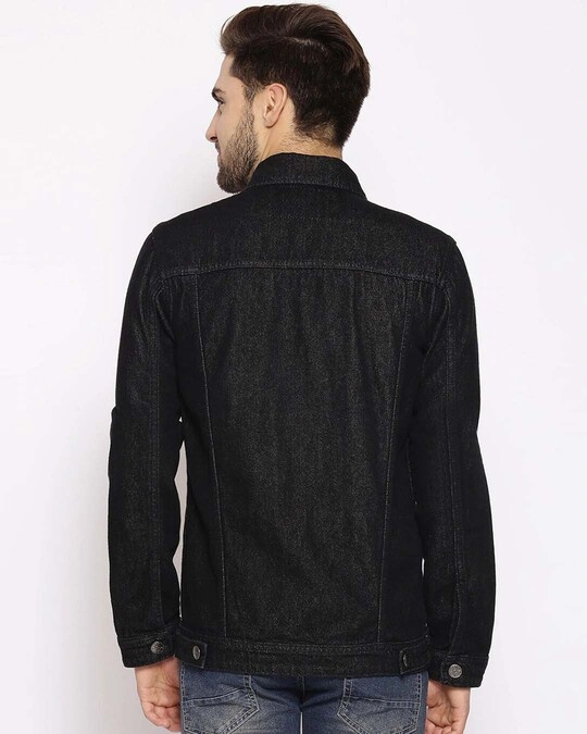 Buy Men's Black Solid Denim Jacket for Men Black Online at Bewakoof