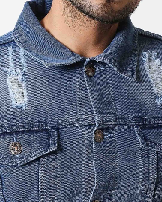 Shop Men's Blue Solid Denim Jacket