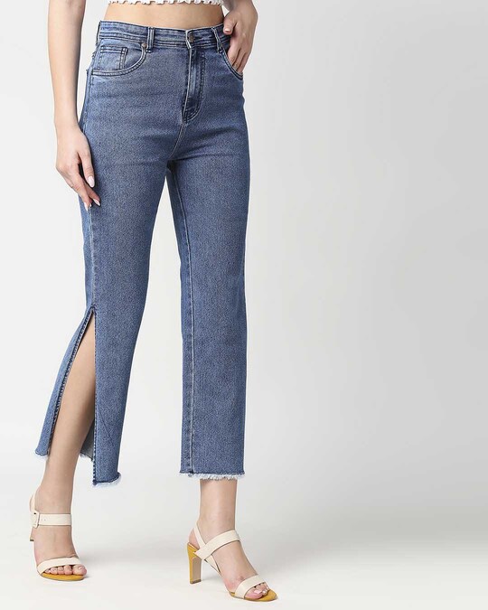 Shop Women's Blue Relaxed Fit High Rise Light Fade Jeans-Full